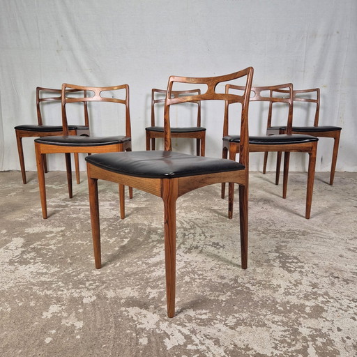 6 Johannes Andersen, Linneberg, Model 94 Rosewood Chairs