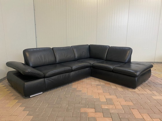 Image 1 of Bellissimo divano angolare in vera pelle nera