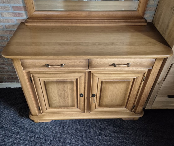 Image 1 of Pine sideboard with freestanding mirror with original hinges and locks