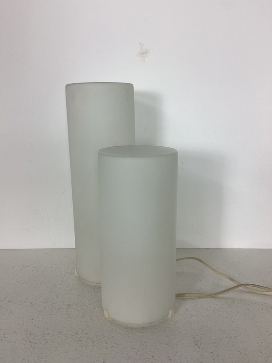 Image 1 of Set van 2 mat glazen lampen vintage