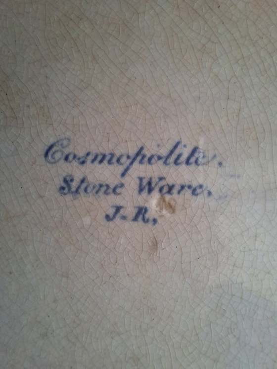 Image 1 of John Ridgway (J-R) – Plato de loza fina inglesa – Staffordshire, ca. 1830-1840 – Marca "Cosmopolite - Plato - Fine earthenware