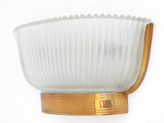 Image 1 of Lampada da parete Archimede Seguso Italia in cristallo pressato e ottone, design anni '30