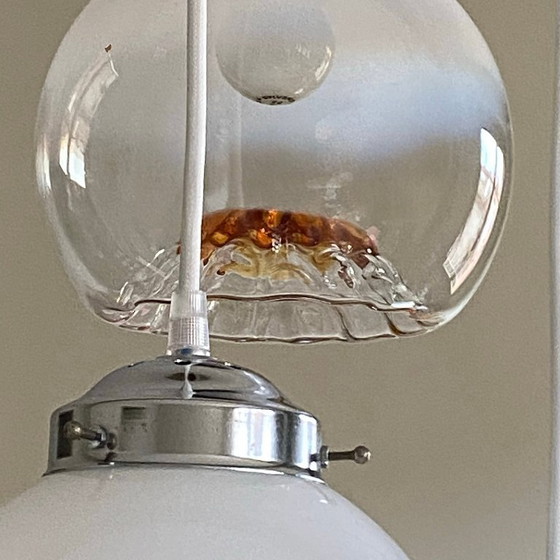 Image 1 of Murano Mazzega waterfall pendant light 3 glass globes 