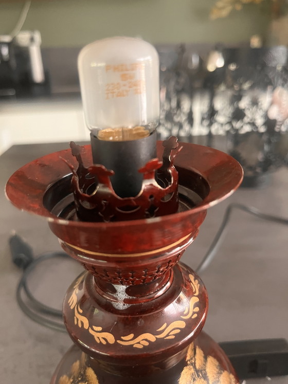 Image 1 of Vintage Pewter Table Lamp Rio Tiel / Metawa – Hand-painted 70s