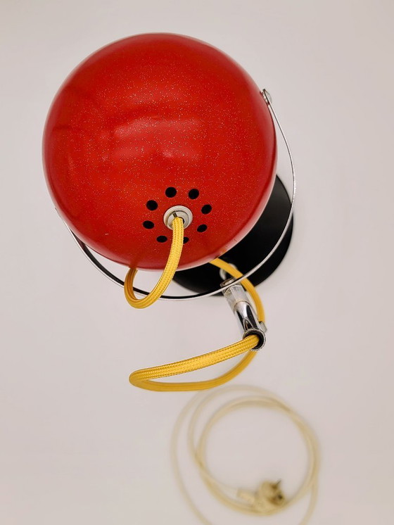 Image 1 of Großer 60er Jahre Aluminor Eyeball - restauriert rot glitzernd Pop Space Age