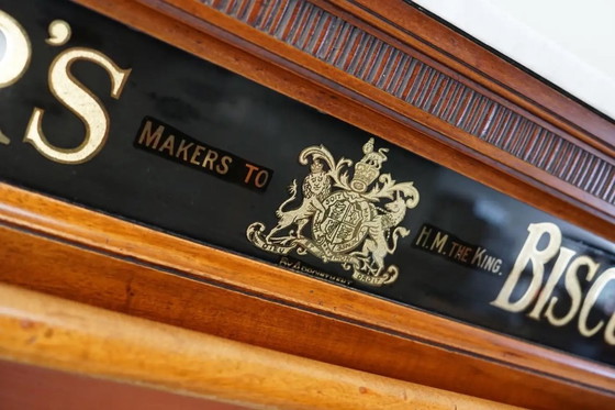 Image 1 of Victoriaanse Carr's Biscuits vitrinekast / winkelkast in hardhout, 19e eeuw