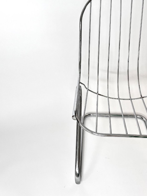 Image 1 of 1/2 sedie da pranzo vintage in metallo con cuscini in velluto marrone, Italia, 1970