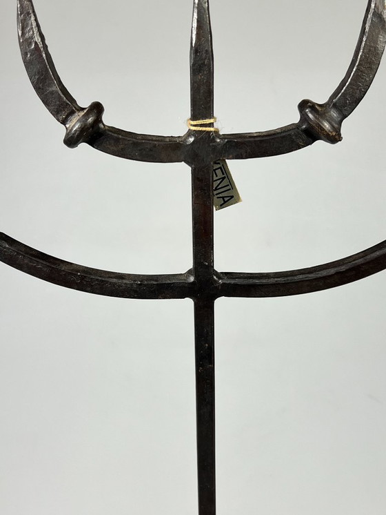 Image 1 of Vintage Brutalist XL Candlestick, Cast Iron, 5 Arms, 1950s