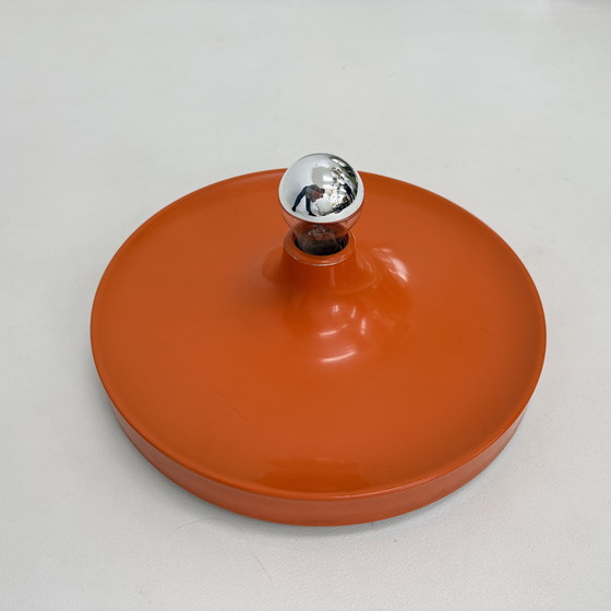 Image 1 of Lampada a disco Honsel Orange Space Age di Mid-Century Design, anni '70 attribuita a Charlotte Perriand per Les Arcs