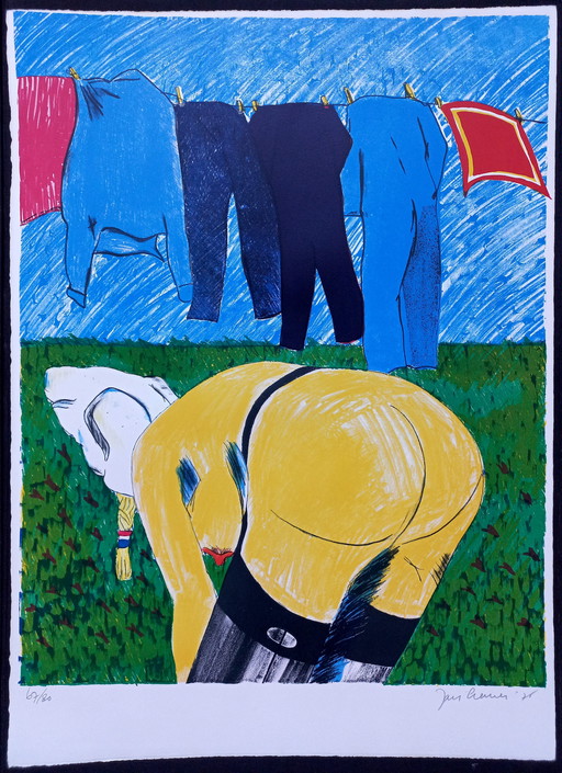 Jan Cremer - Laundry Day, lithograph