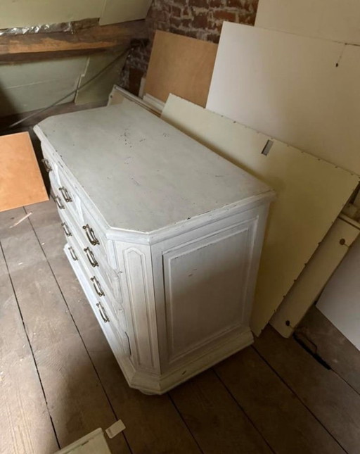 Ensemble chambre vintage patiné Commode + 2 tables de chevet
