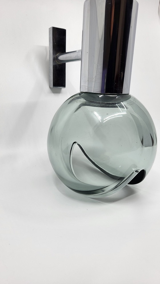 Image 1 of Glass and Chrome Eye Ball Wall Sconce, Italy, 1970s