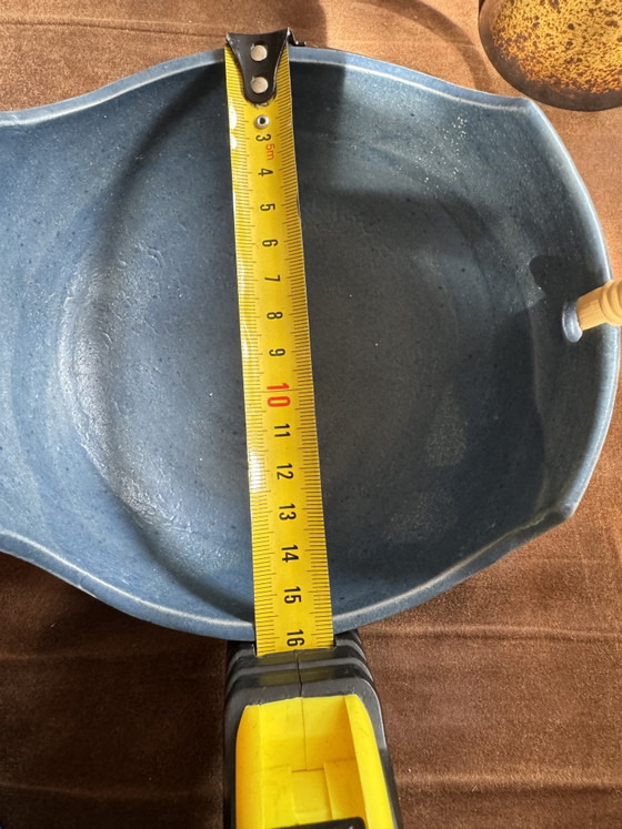 Vintage Studio Ceramic Ikebana Bowl / Basket with Bamboo Handle – 70s/80s (photo 5 of 6)