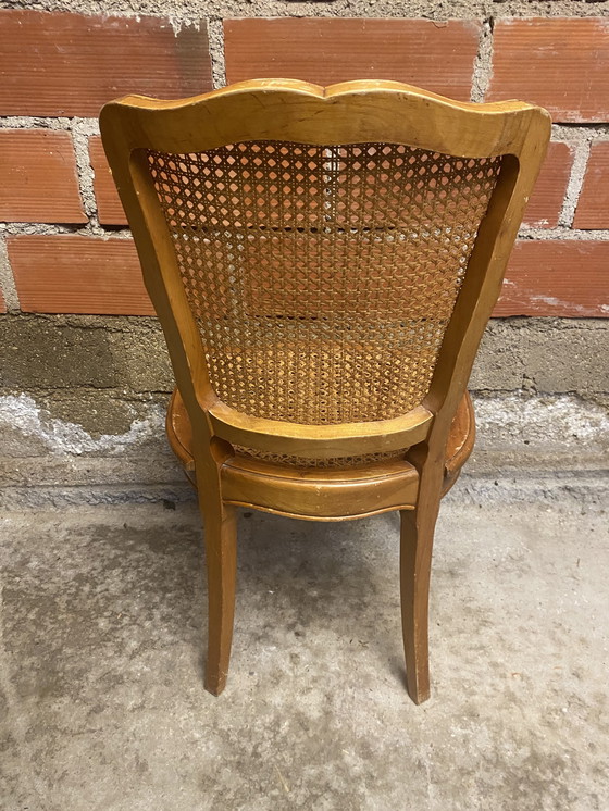 Image 1 of Chaise Régence Ancienne Style LOUIS XV Bois + Cannage Vintage #D397