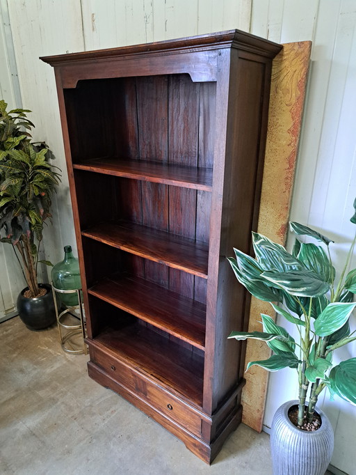 Colonial teak bookcase dim, 97x34cm and 179cm high