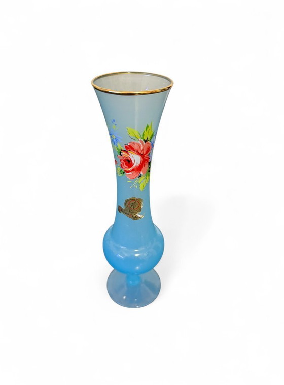 Image 1 of Collectible set of 7 original Florentine opaline vases from the 1950s.