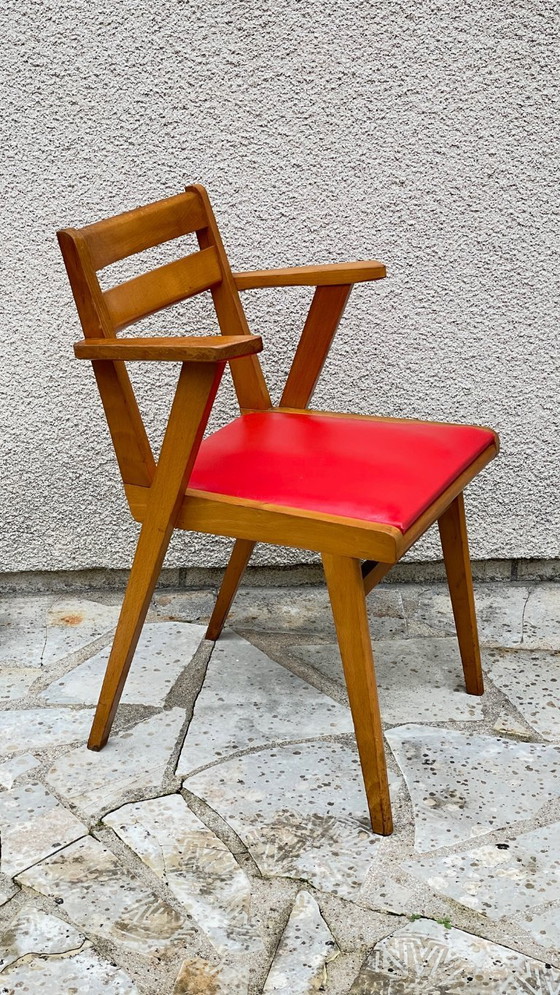 Image 1 of Sedia da ufficio anni '50 con gambe a compasso