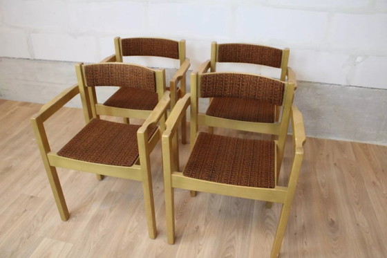 Image 1 of Set of 4 Vintage Scandinavian Stackable Chairs in Solid Wood - Balzar Beskow - Sweden, 1960s