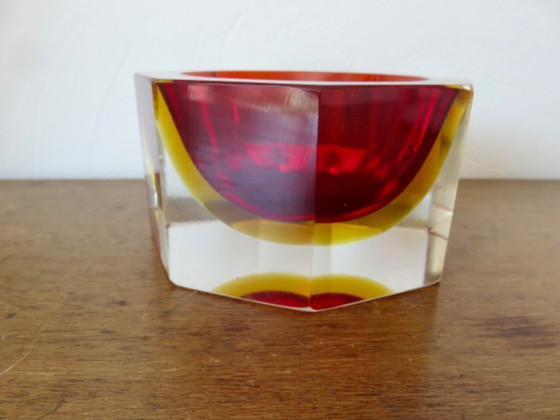 Image 1 of Octagonal Sommerso Murano ashtray, designed by Flavio Poli, 1970s