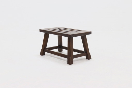 Table d'appoint ou table basse en chêne massif brutaliste années 1960