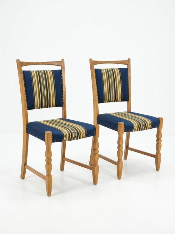 Pair of Vintage Danish Dining Chairs Attributed to Henning Kjærnulf – Metal, Textile (photo 4 of 5)