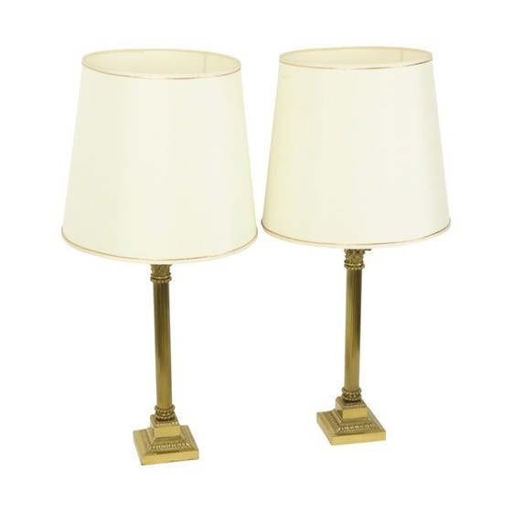 Image 1 of Coppia di lampade Hollywood Regency in ottone