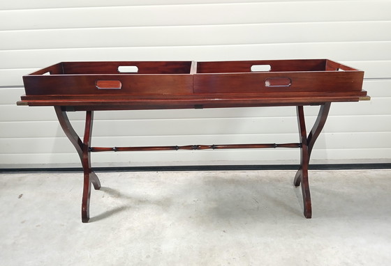 Image 1 of Antique mahogany butler's tray/tray table/side table