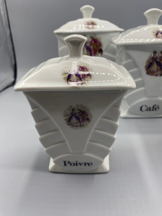 4 FD Chauvigny Porcelain Spice Jars – Galant Art Deco Decor – Decorative Objects (photo 3 of 9)