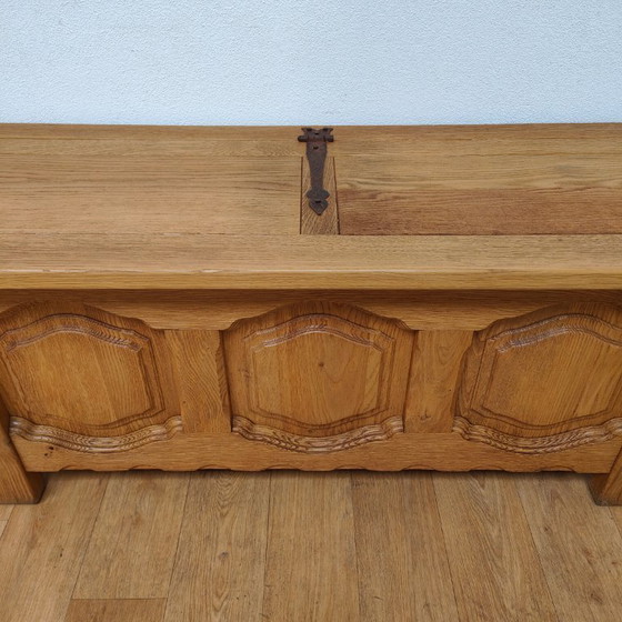 Image 1 of Baúl de mantas de roble antiguo, baúl de juguetes