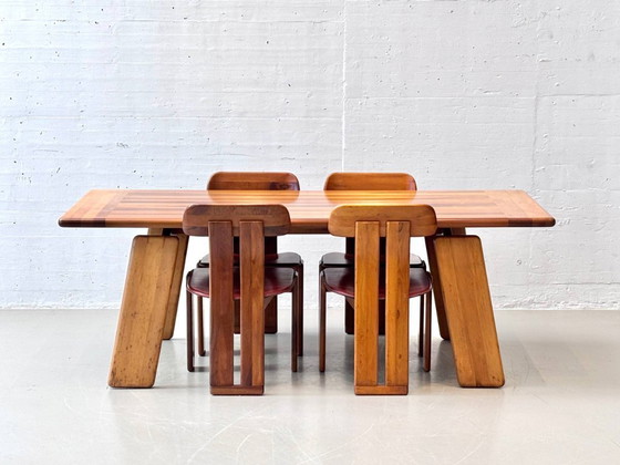 Image 1 of Sapporo dining set in walnut wood by Mario Marenco for Mobilgirgi, Italy, 1970s