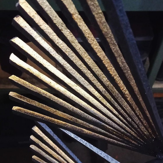 Image 1 of Miroir artisanal soleil fer motif palmes - création pièce unique