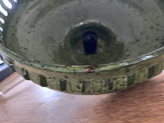 Image 1 of Vintage brutalistische groen geemailleerde hanglamp