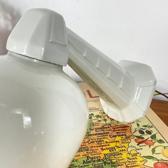 Ceramic Swan Neck Wall Sconce with Opaline White Glass Globe – Wall lights (photo 5 of 8)