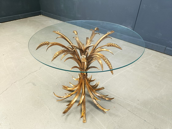 Image 1 of Vintage gilt metal sheaf of wheat coco chanel coffee table, 1960s