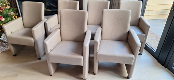 Image 1 of 6 sedie da pranzo regolabili in pelle