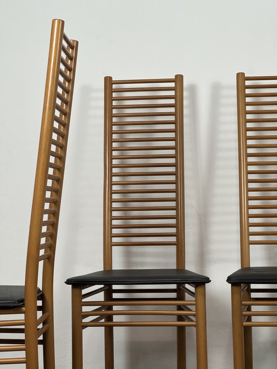 Image 1 of Dining Set Consisting of 4 Chairs with Ladder Backrest, 1980s Design, Italy