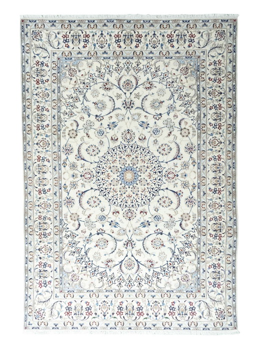 Alfombra persa Nain anudada a mano con seda - 302 x 205 cm