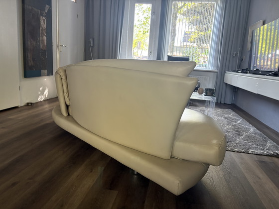 Image 1 of Divano Natuzzi in rovere e pelle bianca
