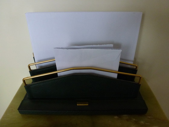 Image 1 of Set da ufficio/scrivania vintage in pelle da 4 pezzi.