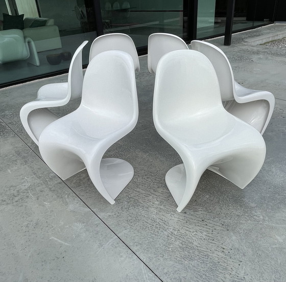 Image 1 of Set van 6 Panton chair Herman Miller wit