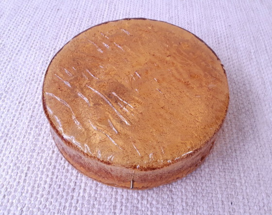 Image 1 of Suspension ronde en verre de RZB Leuchten, lampe de plafond vintage en verre avec relief.