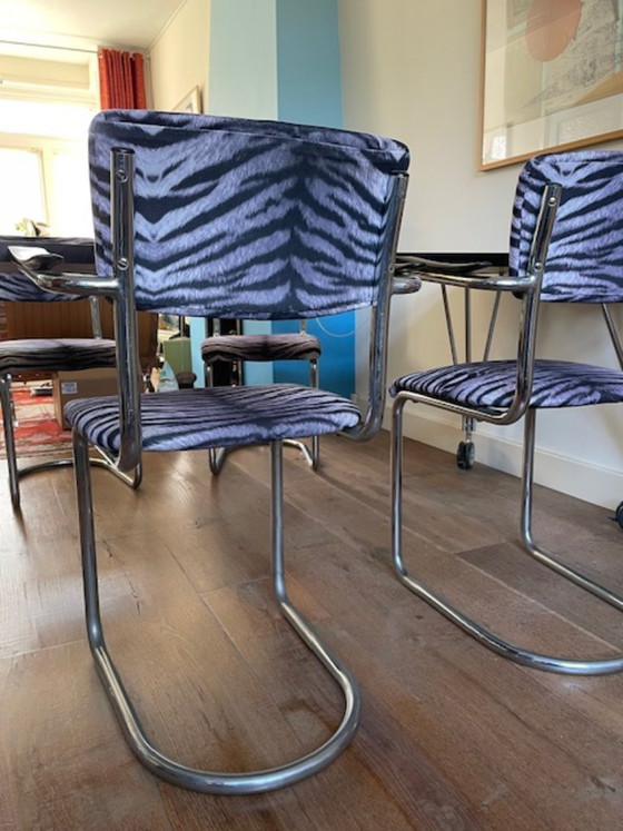 Image 1 of 4 vintage De Wit brothers tubular frame chairs