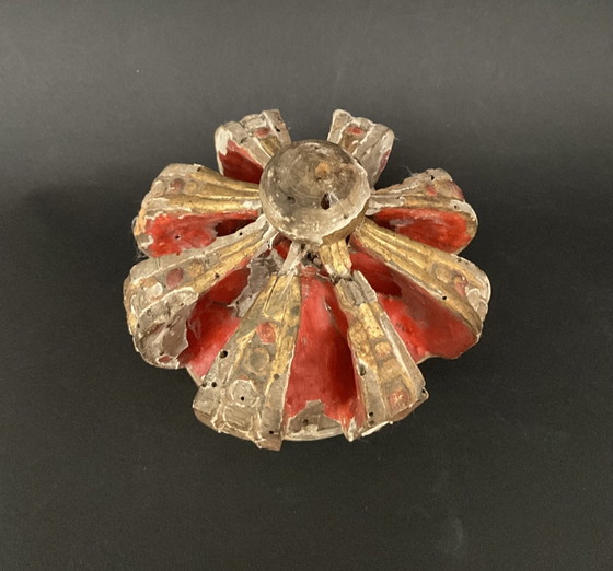 Corona Religiosa Barocca Spagnola in Legno Policromo Dorato, XVIII Secolo – Sculture, Wood (photo 5 of 7)