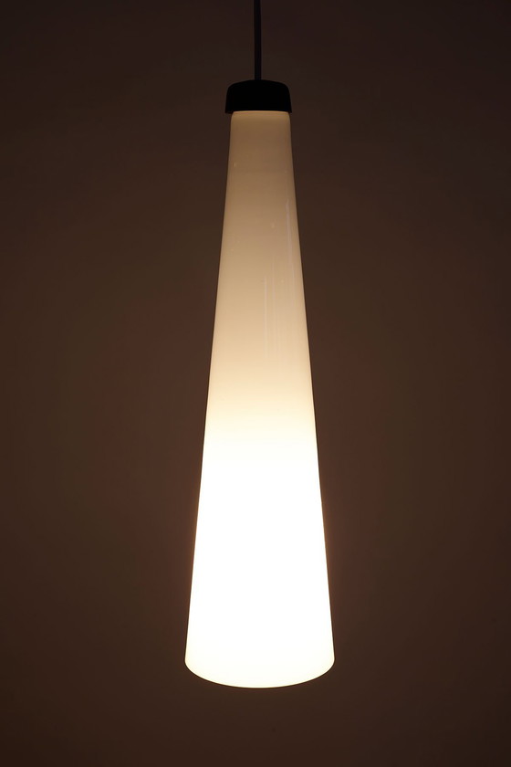 Image 1 of Glass And Teak Pendant Light, Denmark 1960’S.