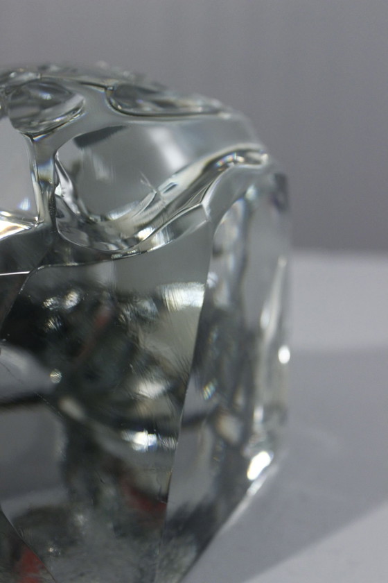 Image 1 of Large & Heavy Abstract Sculpture Vintage Polished Crystal Block 20th century