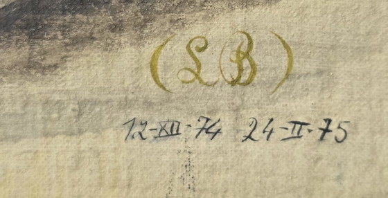 Image 1 of Óleo sobre lienzo con monograma SB, fechado en 1974/75.