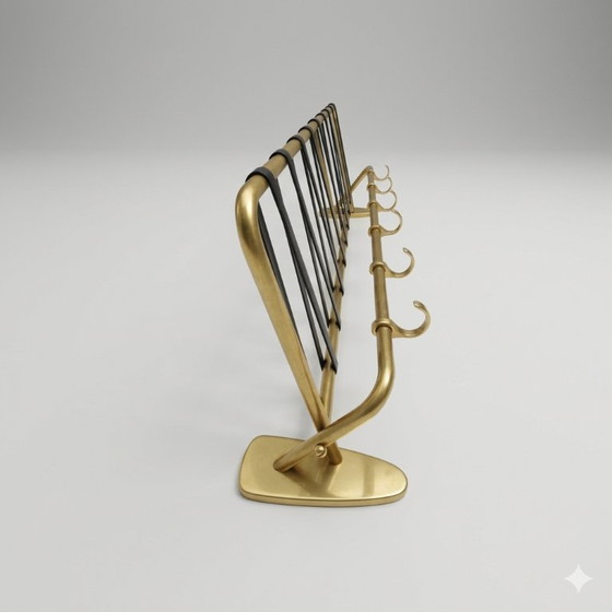 Image 1 of Vintage kapstok en hoedenrek van verguld aluminium uit de jaren 1950-1960