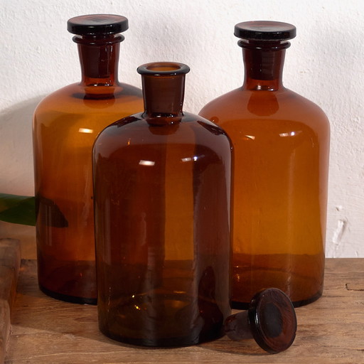 Small antique apothecary bottles (c.1920). Set of 3 pieces #61