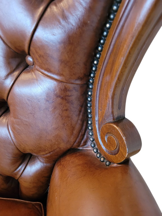 Image 1 of Vintage Chesterfield Wingchair Rococo Stijl