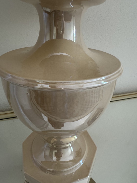 Image 1 of Beige glazed ceramic lamp from the '80s